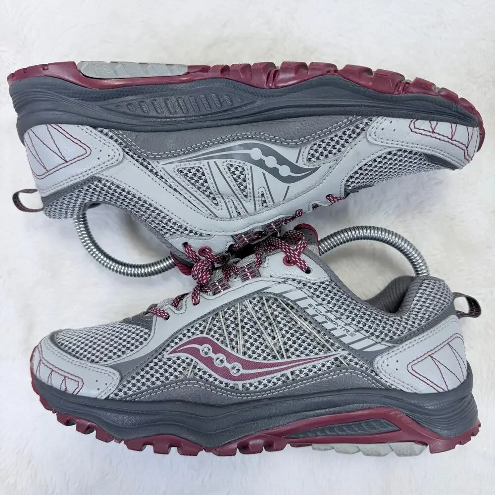 Saucony Excursion TR9 Trail Running Shoes Gray Plum Womens Size 8 Wide
